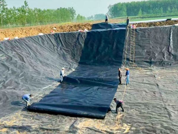 土工膜施工現(xiàn)場